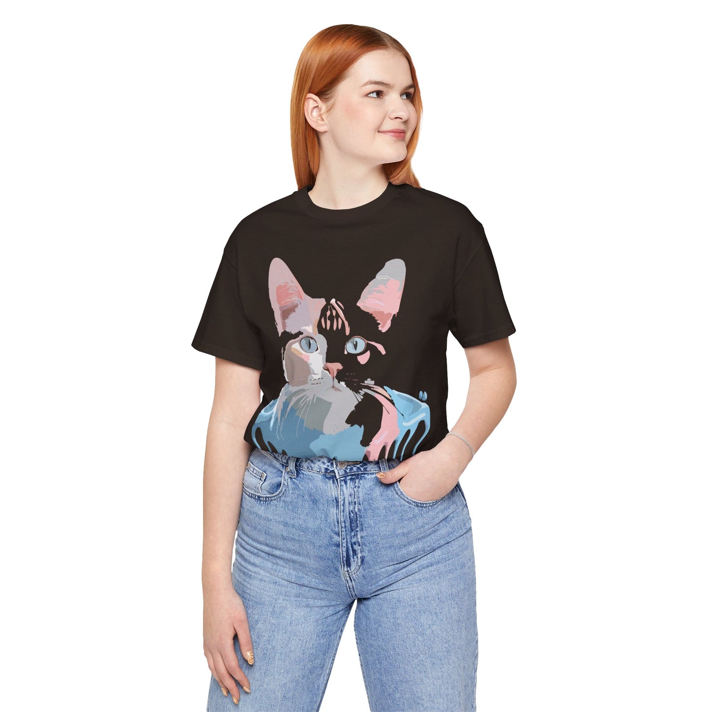 T-Shirt aus natürlicher Baumwolle mit Katze