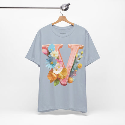 Natural Cotton Tee Shirt - Letters Collection - V Printify