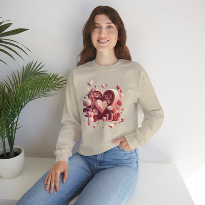 Unisex Floral Big Heart Sweatshirt Love Floral Valentine Day Cotton Poly Blend