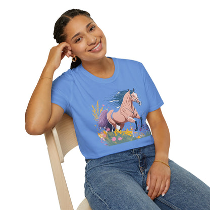 Unisex Horse Shirt With Animal Design Gildan Softstyle 64000 Tee