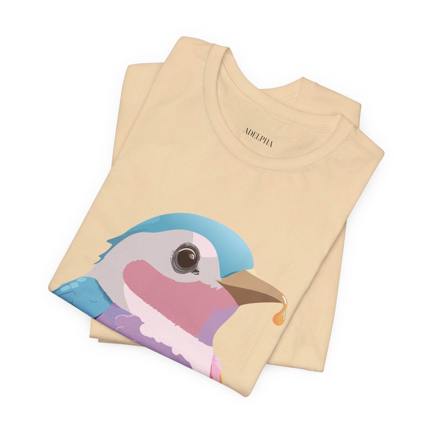 Natural Cotton Tee Shirt with Bird