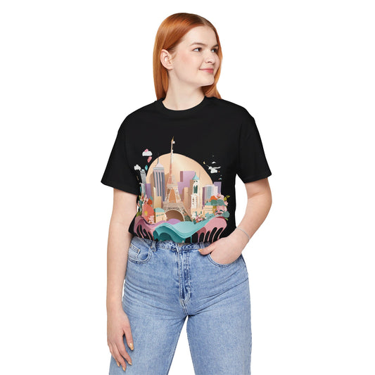 Natural Cotton Tee Shirt - Beautiful Places Collection - Paris Printify