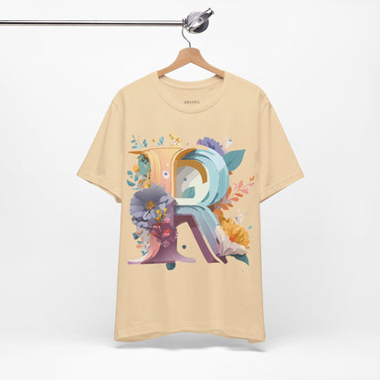 Natural Cotton Tee Shirt - Letters Collection - R Printify