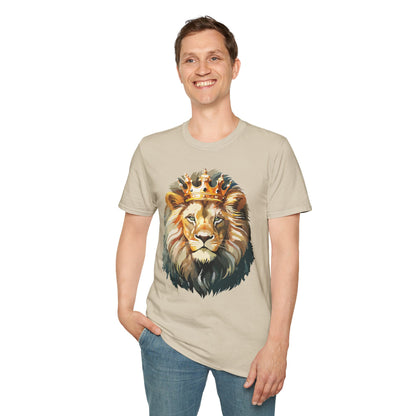 Unisex Lion Print T Shirt Softstyle 64000 One Hundred Percent Ring Spun Cotton