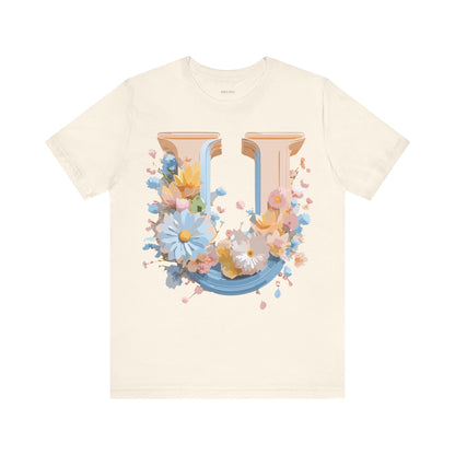 Natural Cotton Tee Shirt - Letters Collection - U Printify