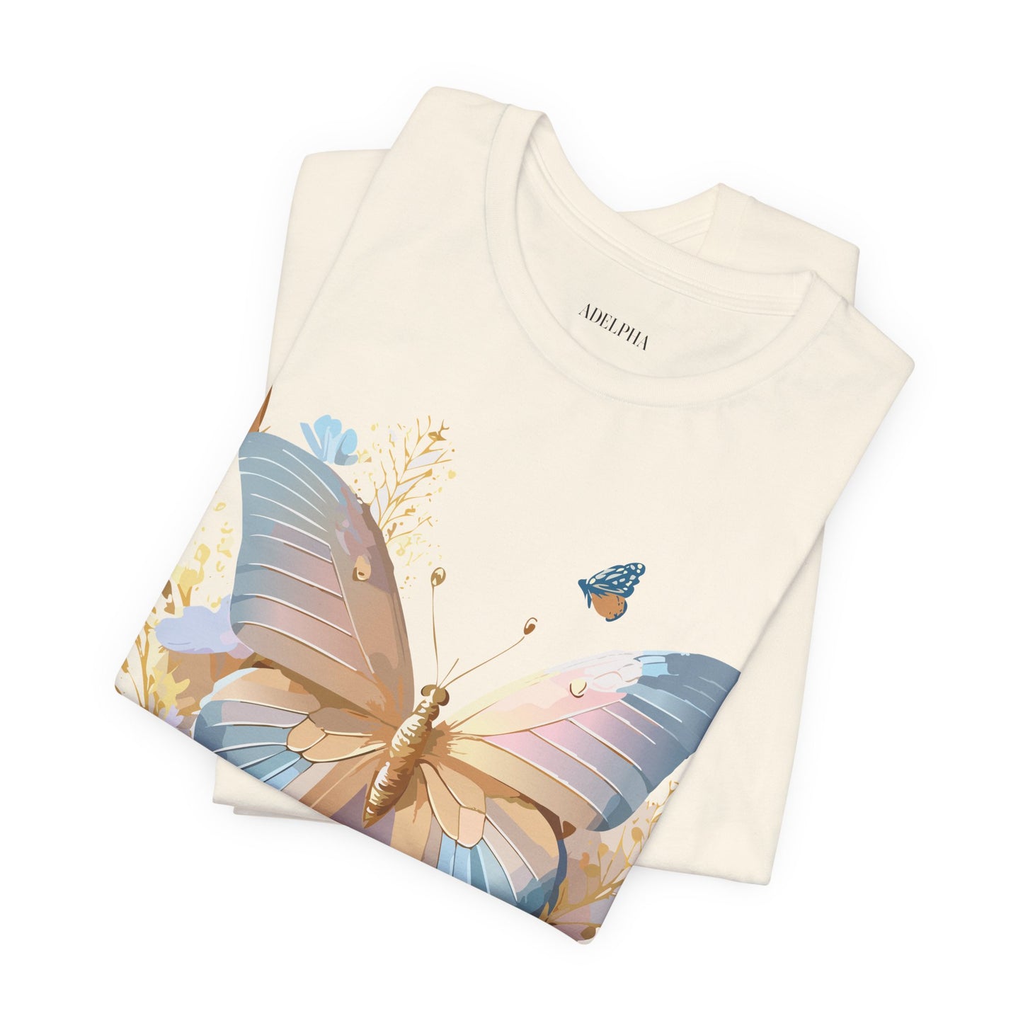 Natural Cotton Tee Shirt with Butterfly