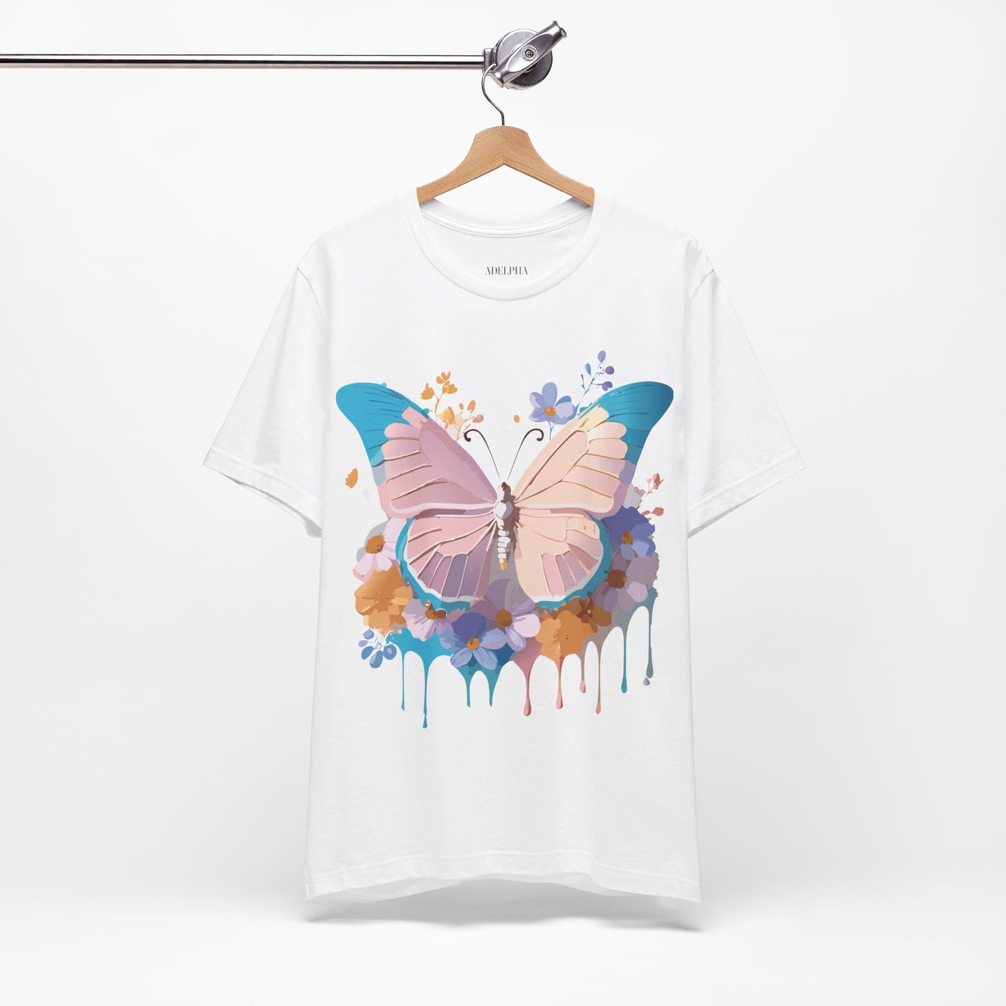 Natural Cotton Tee Shirt with Butterfly