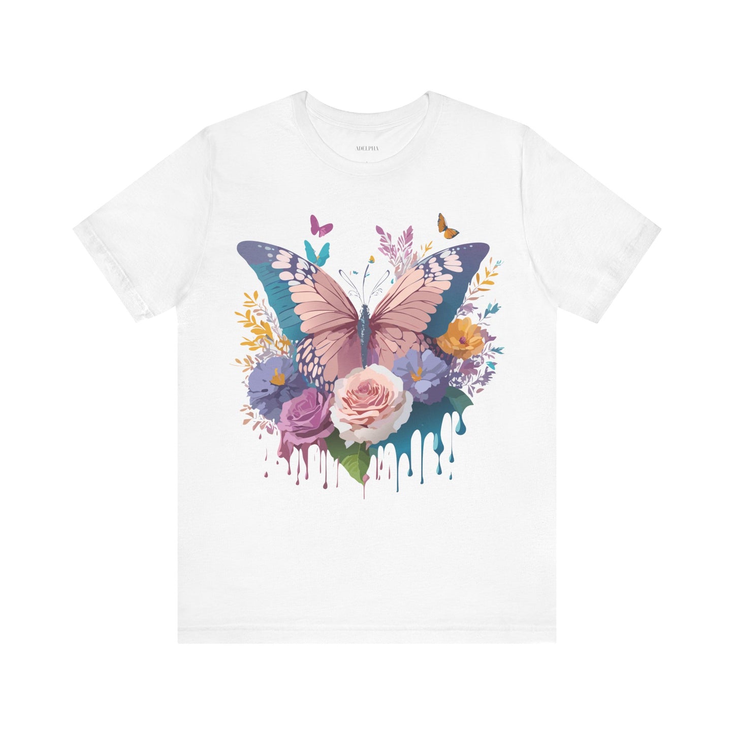 Natural Cotton Tee Shirt with Butterfly