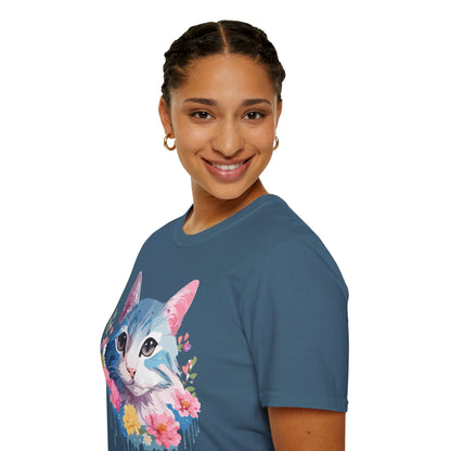 Cat Shirt Unisex Cat Tee Kitten Print Gildan Softstyle 64000
