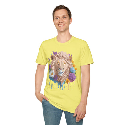 Lion Shirt Unisex Floral Lion Tee Gildan Softstyle 64000 Short Sleeve