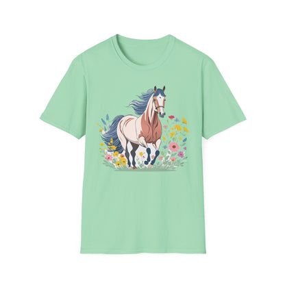 Unisex Horse Tee Softstyle Cotton Shirt With Animals Design Graphic