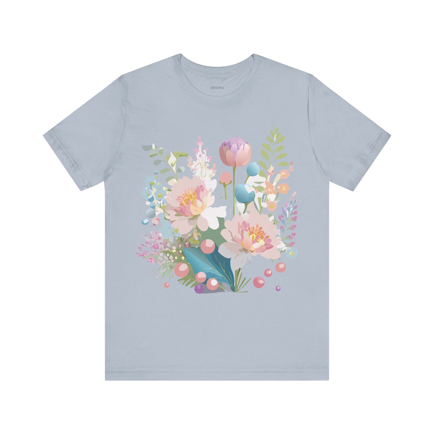 Natural Cotton Tee Shirt with Flowers