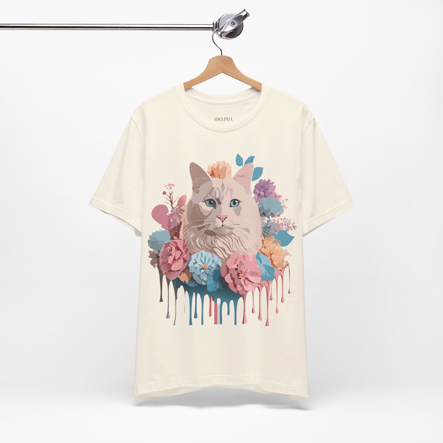 Natural Cotton Tee Shirt with Cat