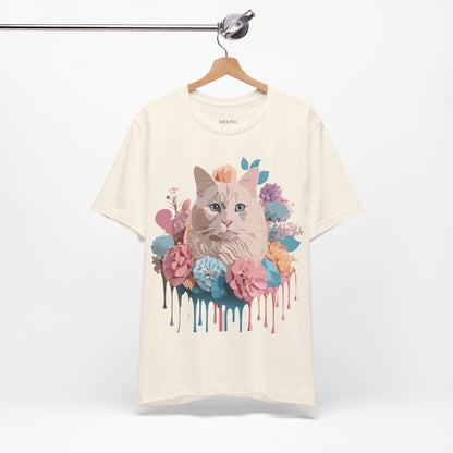 Natural Cotton Tee Shirt with Cat Printify