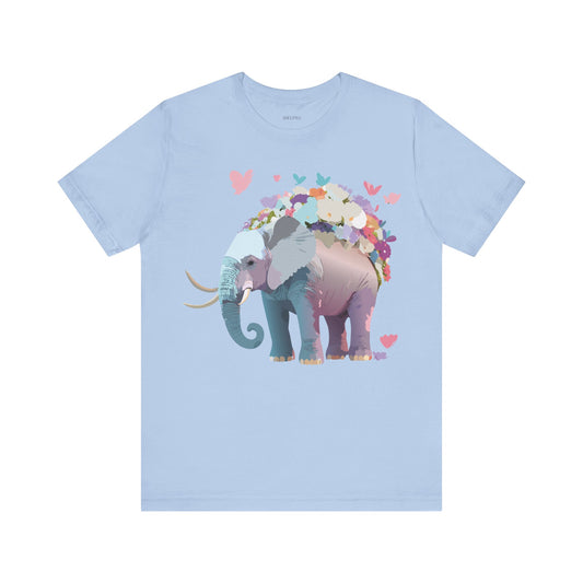 Natural Cotton Tee Shirt with Elephant