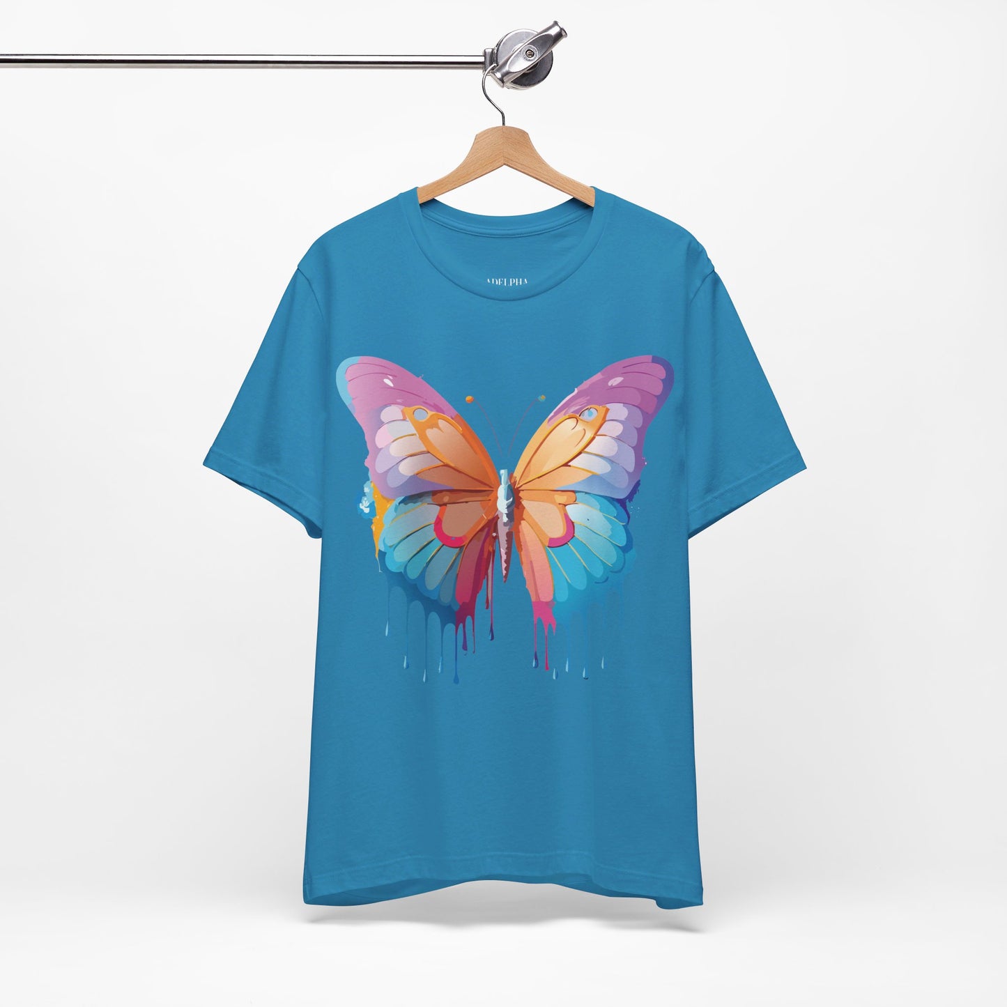 Natural Cotton Tee Shirt with Butterfly