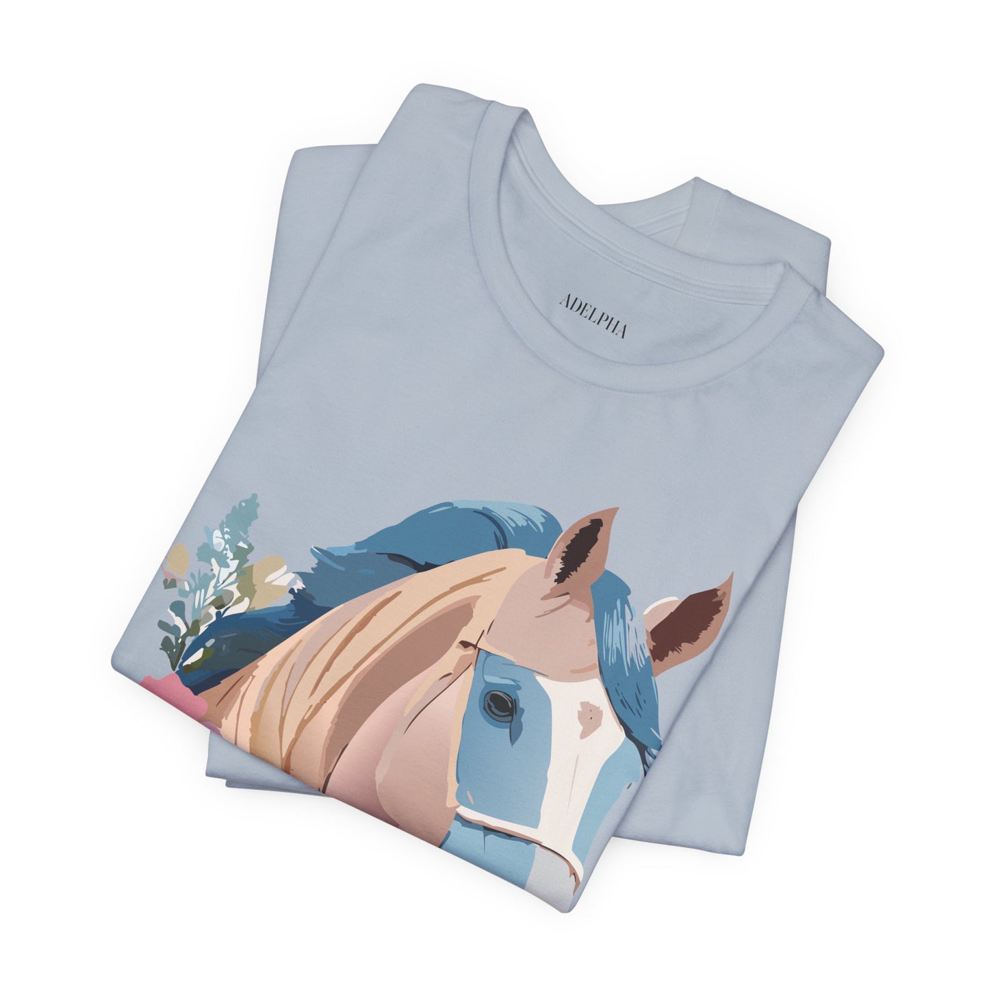 Natural Cotton Tee Shirt with Horse