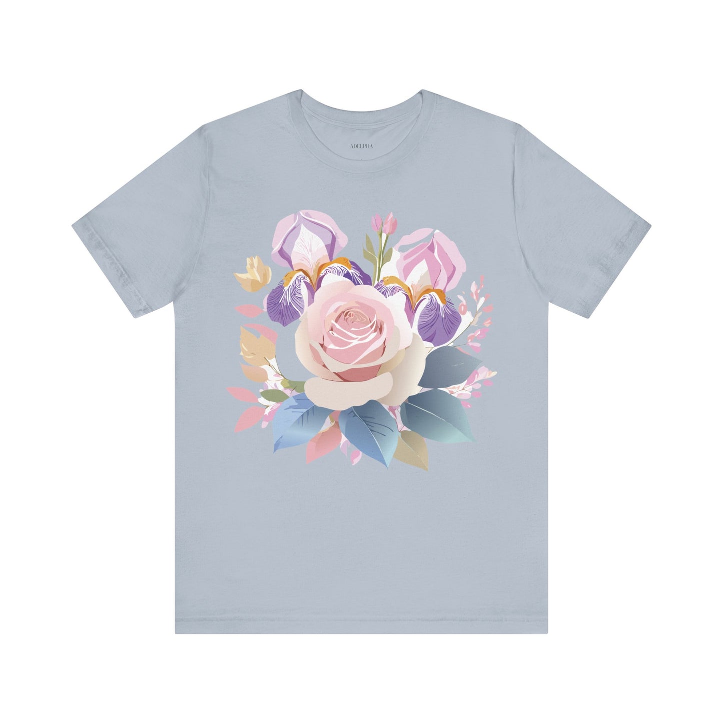 Natural Cotton Tee Shirt with Flowers