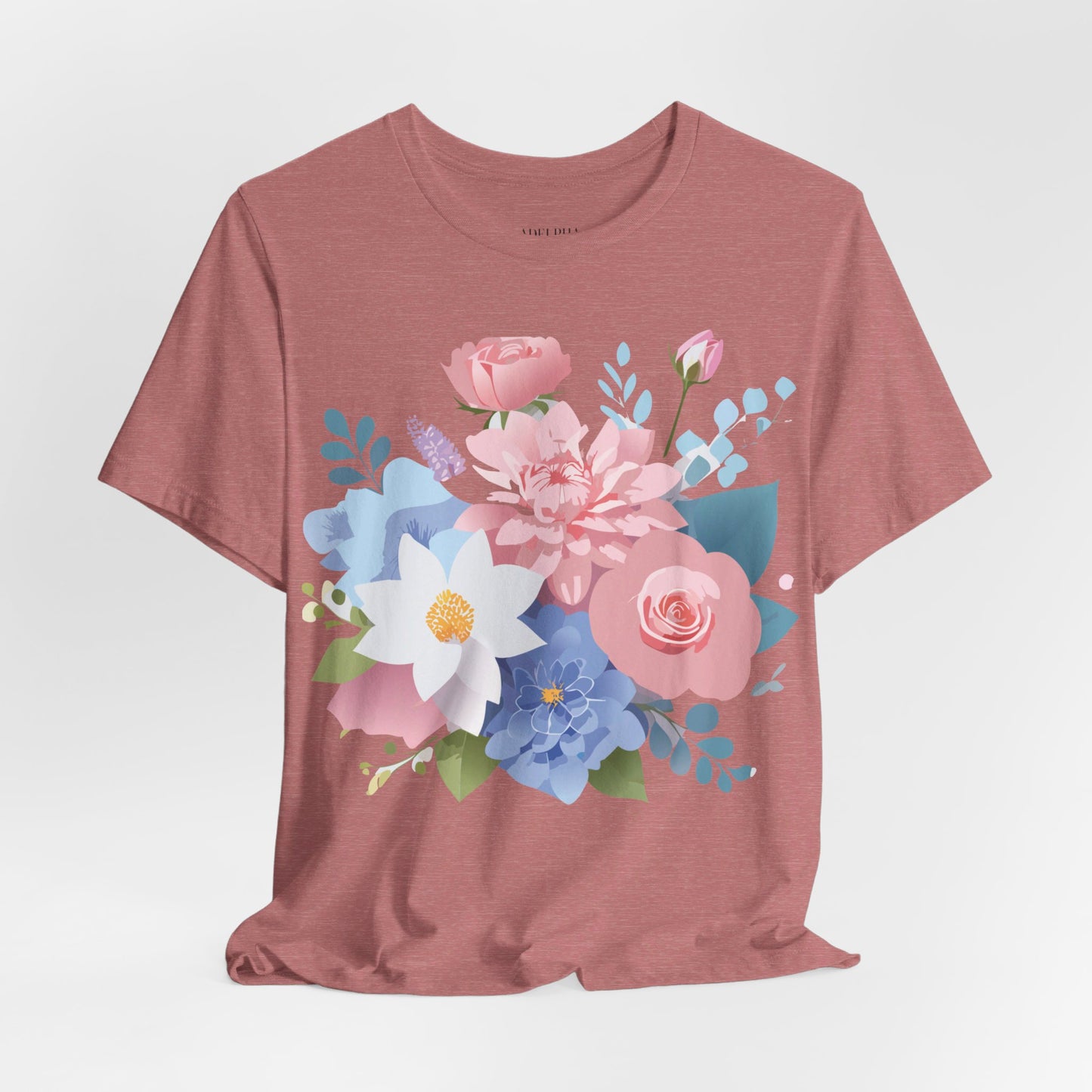 T-shirt en coton naturel avec fleurs