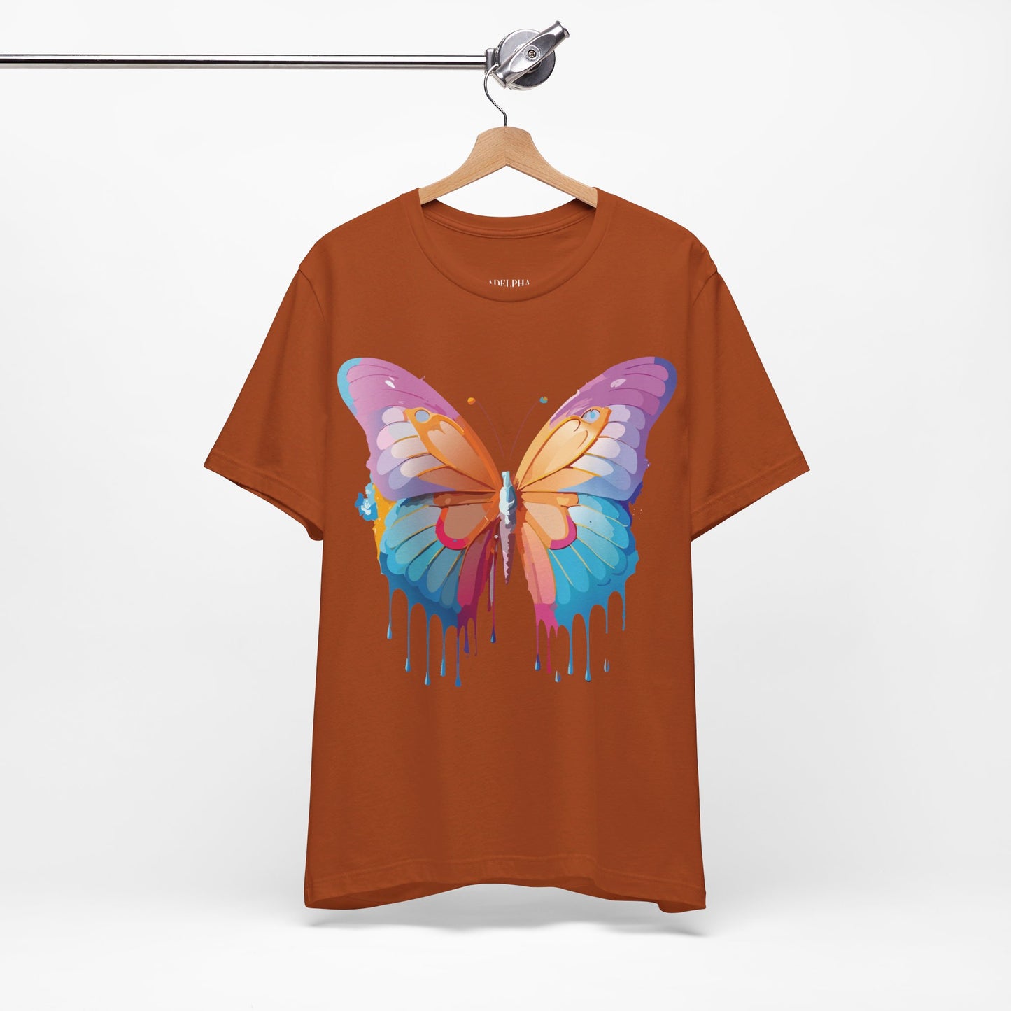 Natural Cotton Tee Shirt with Butterfly