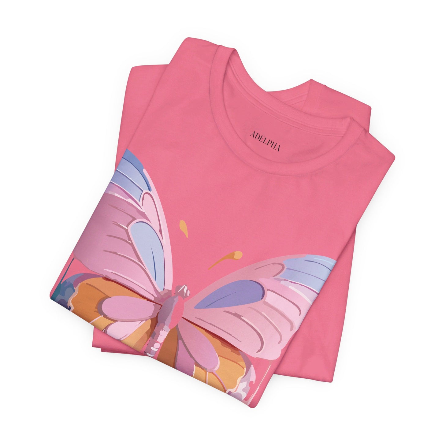 Natural Cotton Tee Shirt with Butterfly