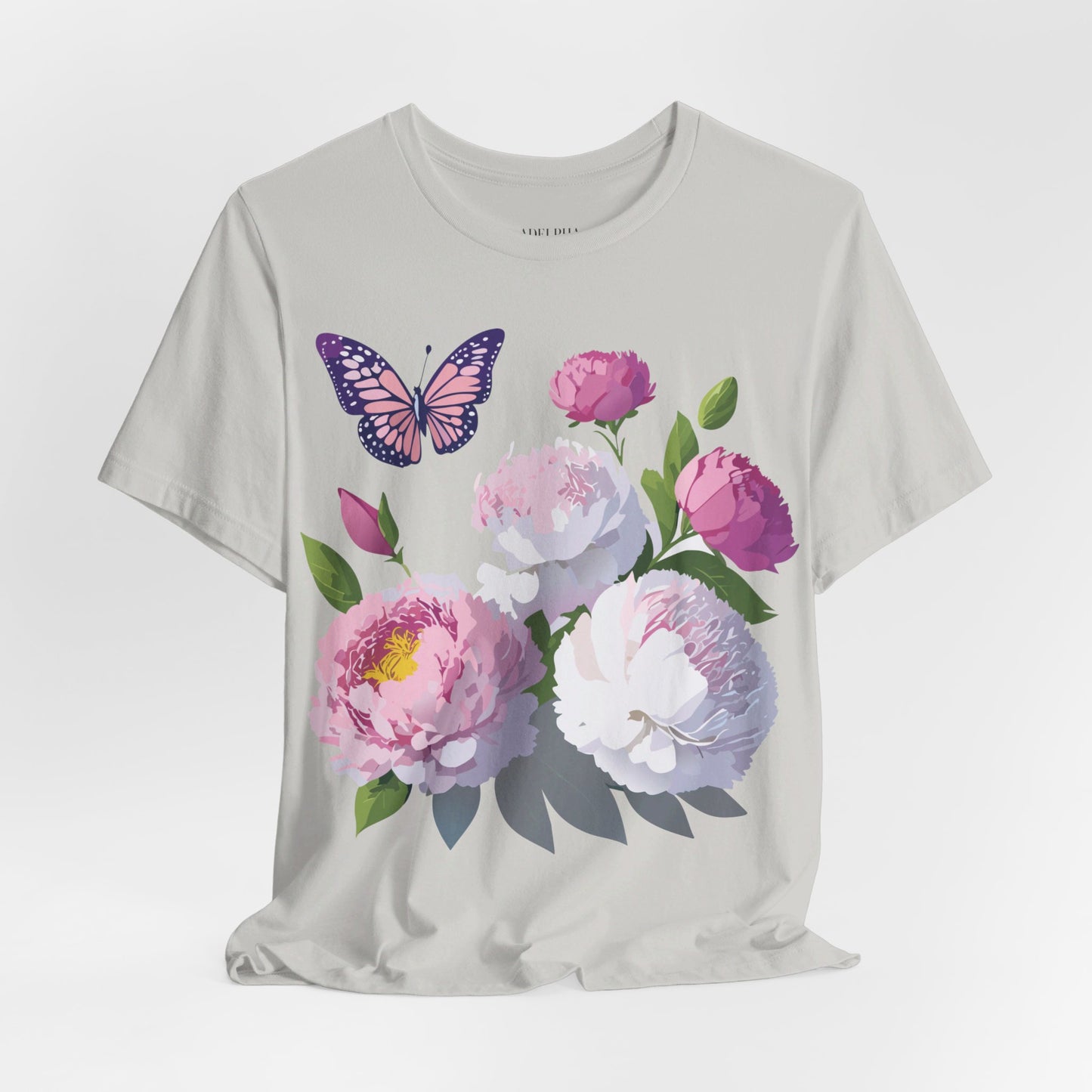 Natural Cotton Tee Shirt with Flowers