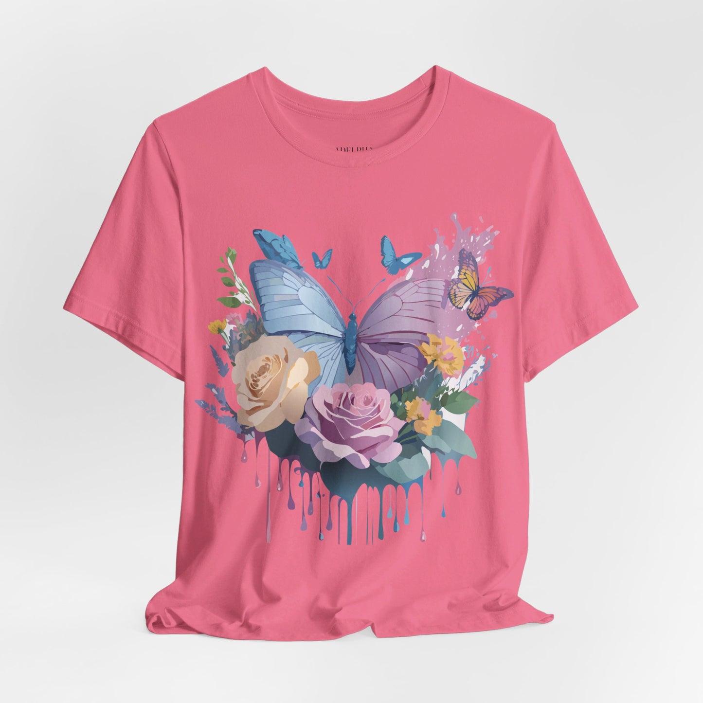 Natural Cotton Tee Shirt with Butterfly