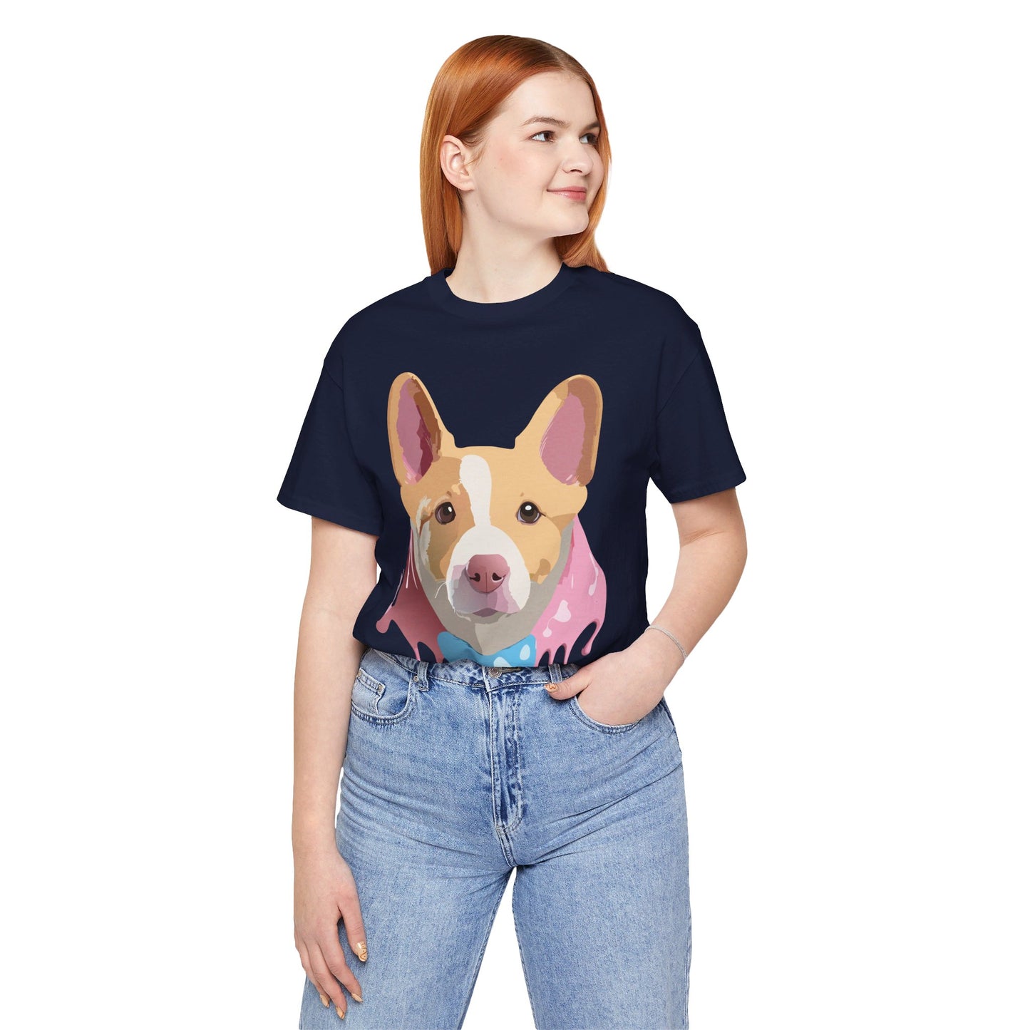 Natural Cotton Tee Shirt with Dog