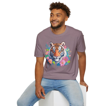 Tiger Themed Unisex Cotton Short Sleeve T Shirt Animal Print Tee