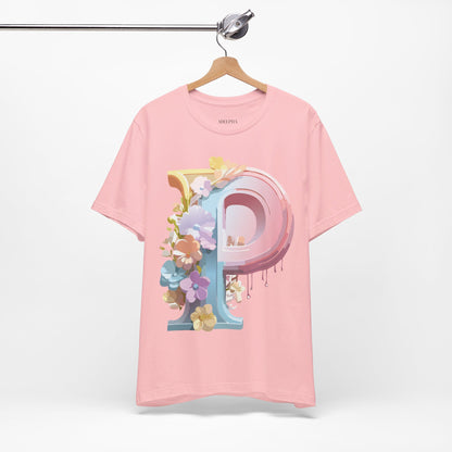 Natural Cotton Tee Shirt - Letters Collection - P Printify