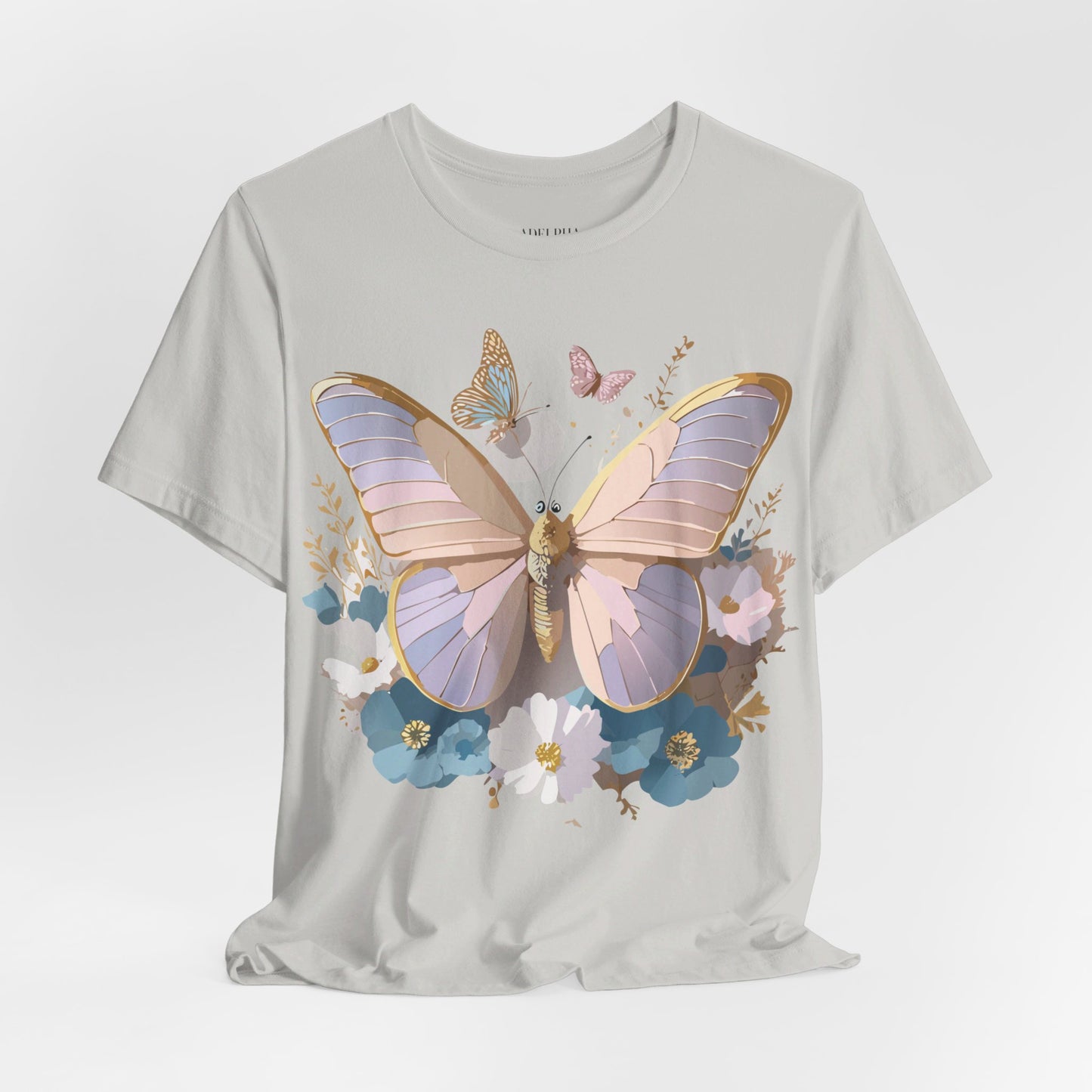 Natural Cotton Tee Shirt with Butterfly