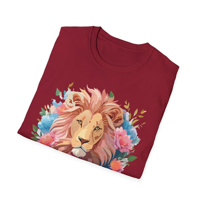 Lion Shirt Unisex Floral Lion Tee 100 Percent Cotton Softstyle Gildan 64000
