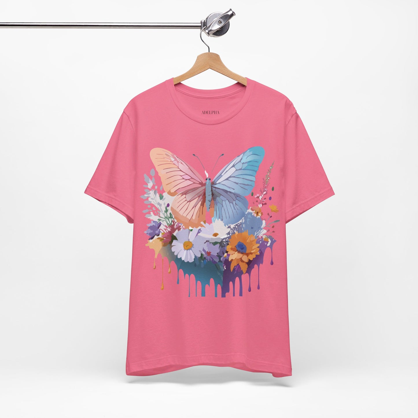 Natural Cotton Tee Shirt with Butterfly