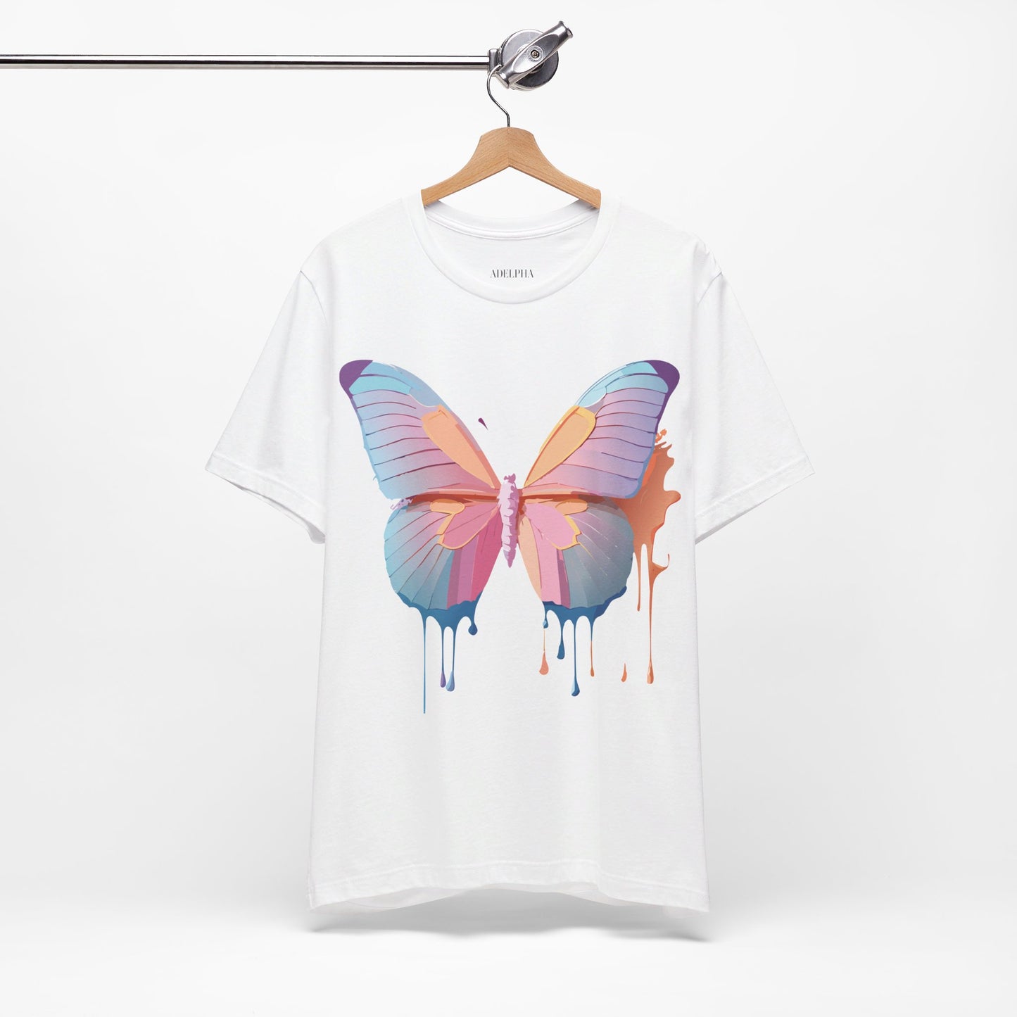 Natural Cotton Tee Shirt with Butterfly