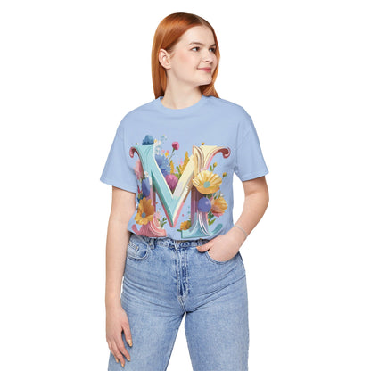 Natural Cotton Tee Shirt - Letters Collection - M Printify