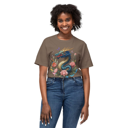 Unisex Dragon T Shirt With Art Print Floral Vintage Dragon Tee