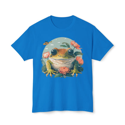 Vintage Frog Art T Shirt With Floral Full Color Print Unisex Tee