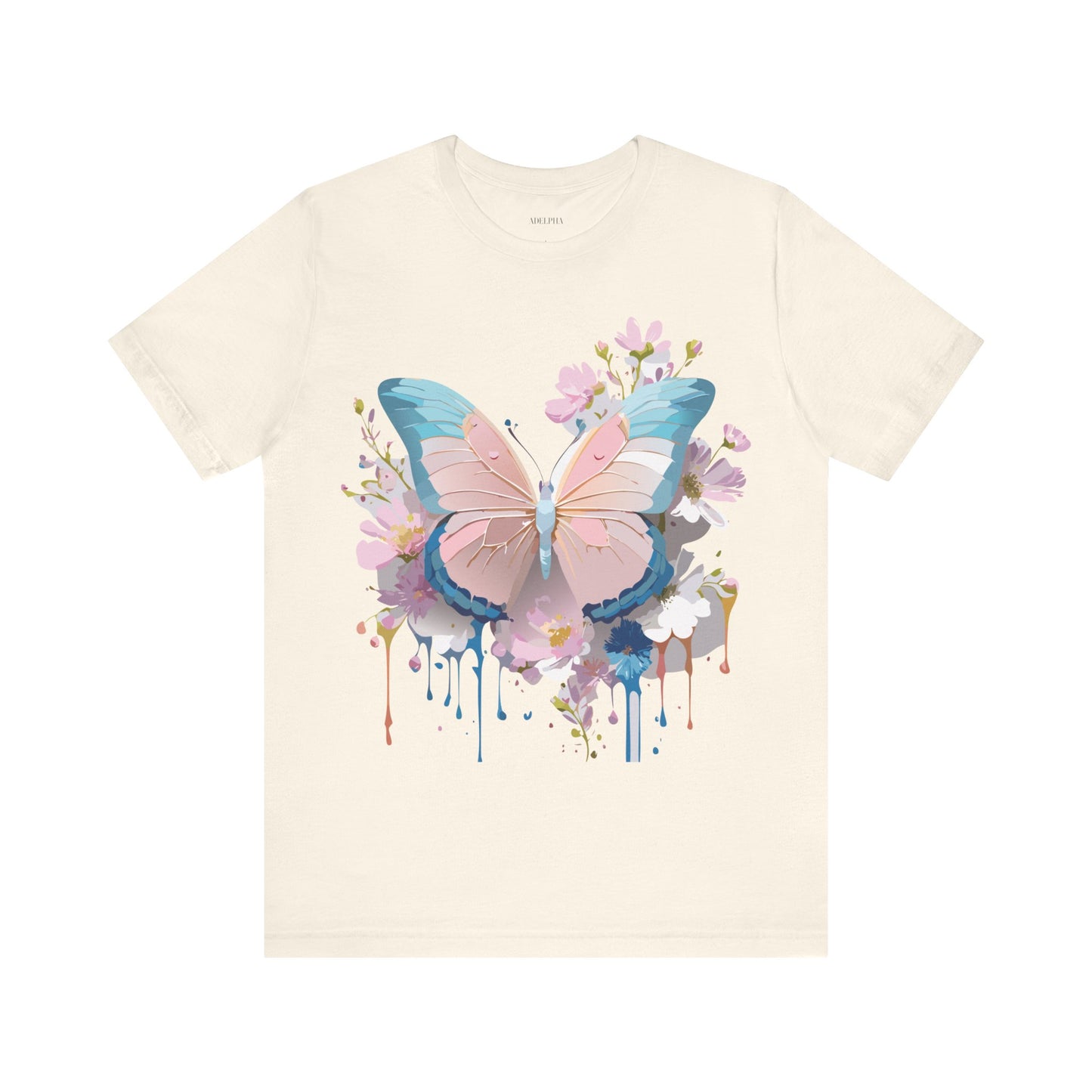 Natural Cotton Tee Shirt with Butterfly