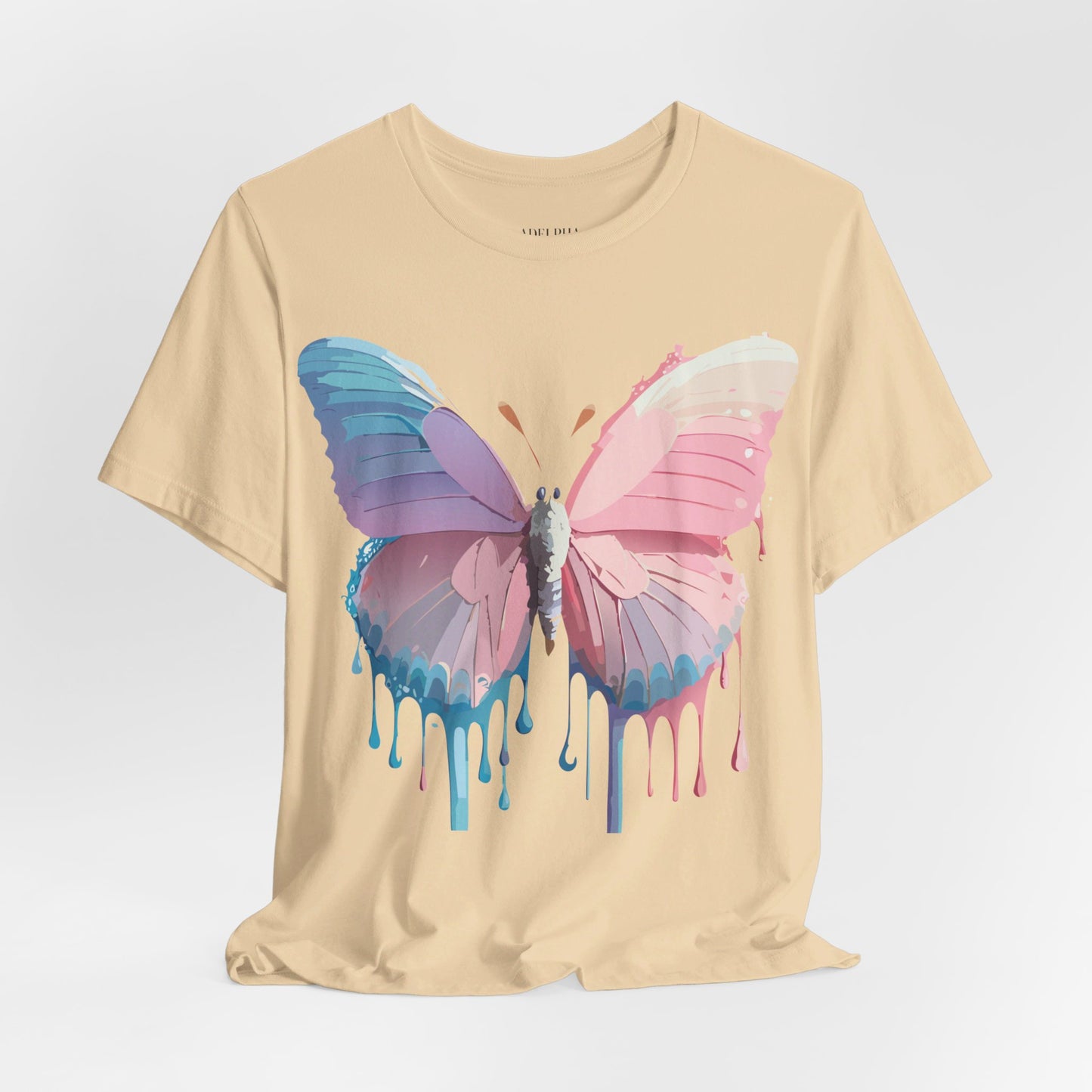 Natural Cotton Tee Shirt with Butterfly