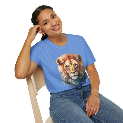 Gildan Softstyle Lion Shirt Unisex Floral Tee Animal Print Tee