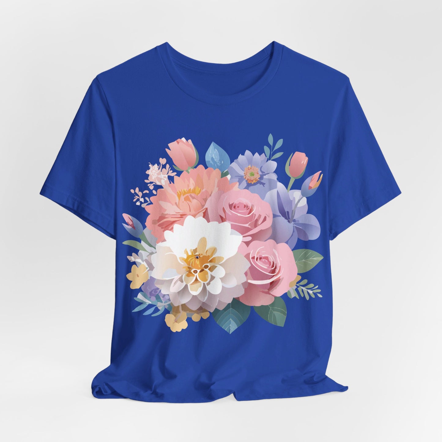 Natural Cotton Tee Shirt with Flowers