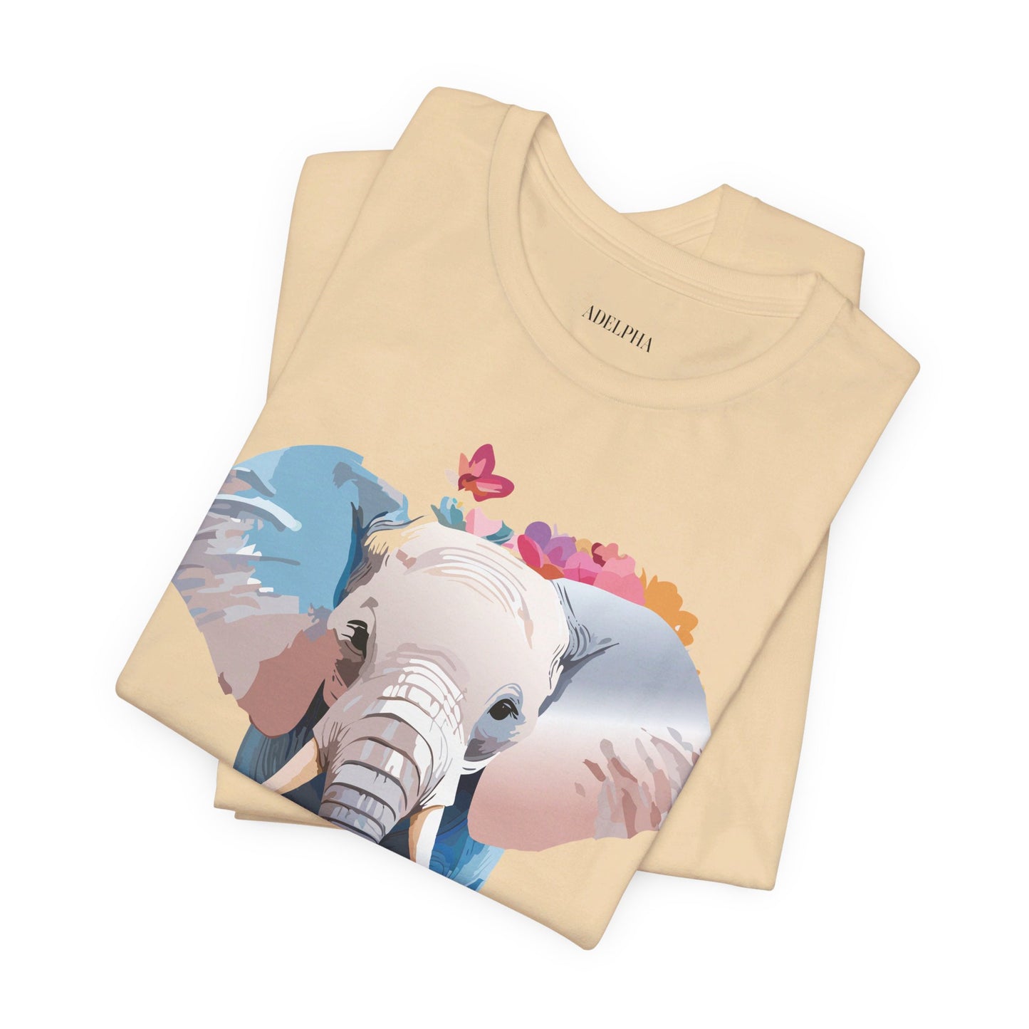 Natural Cotton Tee Shirt with Elephant