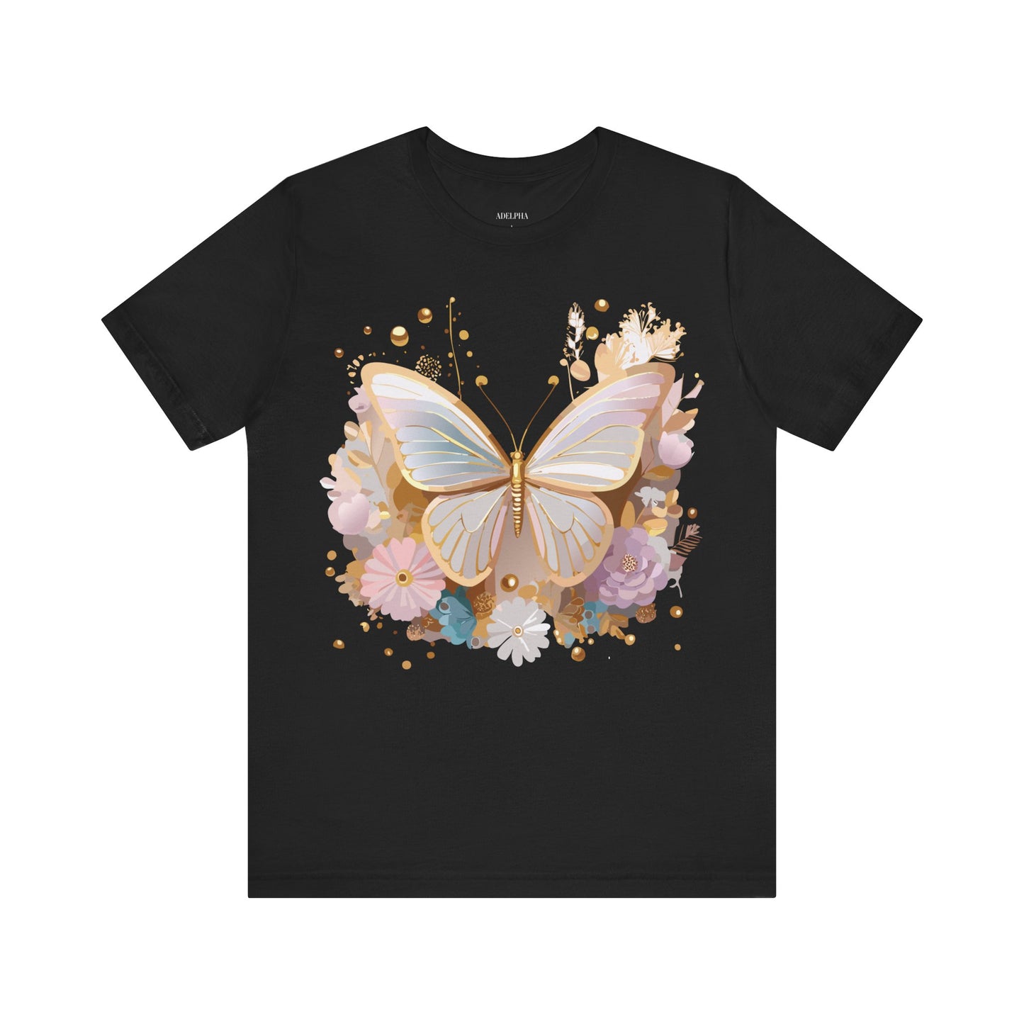 Natural Cotton Tee Shirt with Butterfly