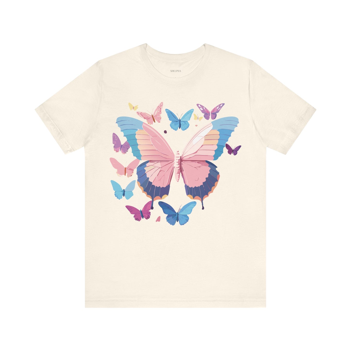 Natural Cotton Tee Shirt with Butterfly