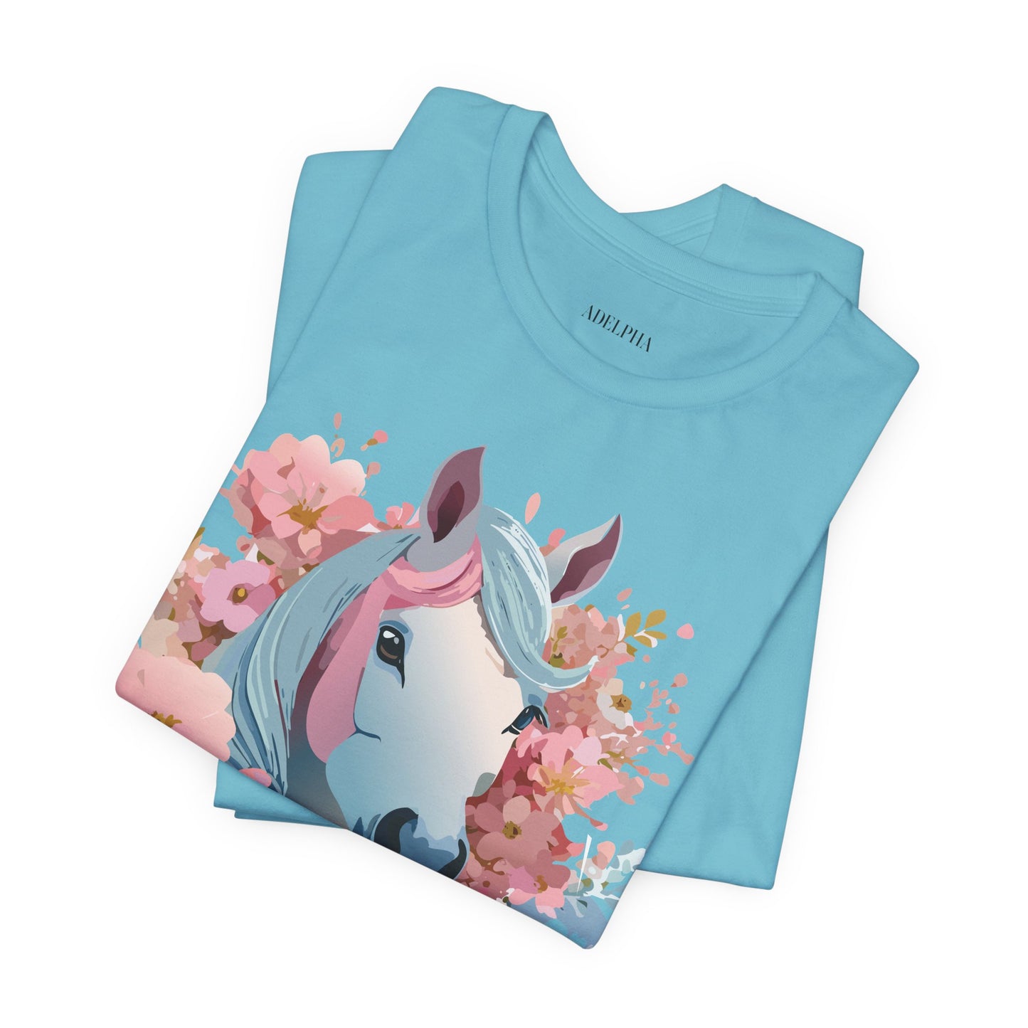 Natural Cotton Tee Shirt with Horse