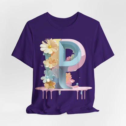 Natural Cotton Tee Shirt - Letters Collection - P Printify