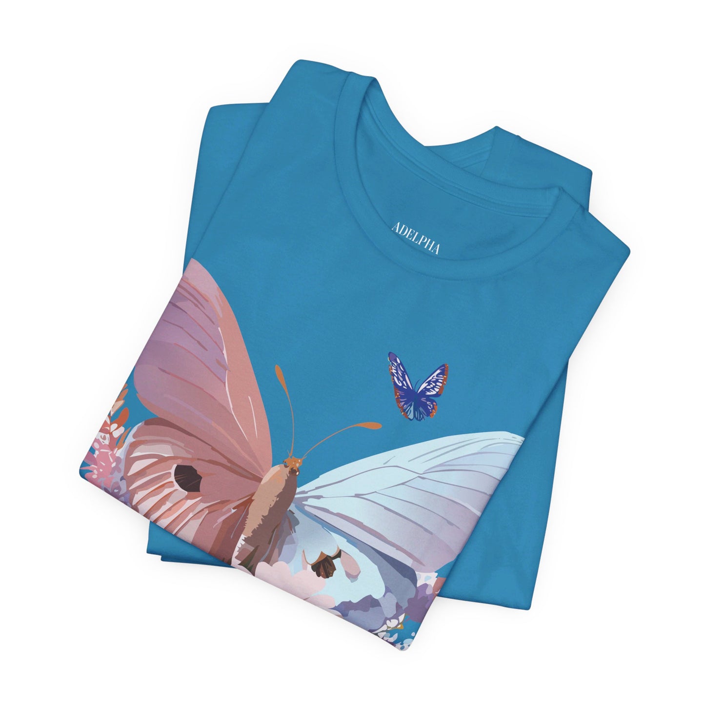 Natural Cotton Tee Shirt with Butterfly