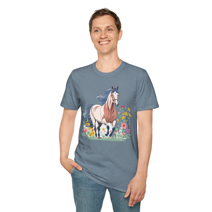 Unisex Horse Tee Softstyle Cotton Shirt With Animals Design Graphic
