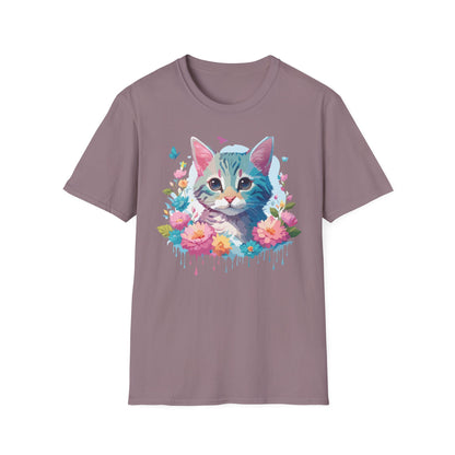 Cat Shirt Unisex Tee Kitten Cat Tee Softstyle 100 Percent Cotton Gildan 64000