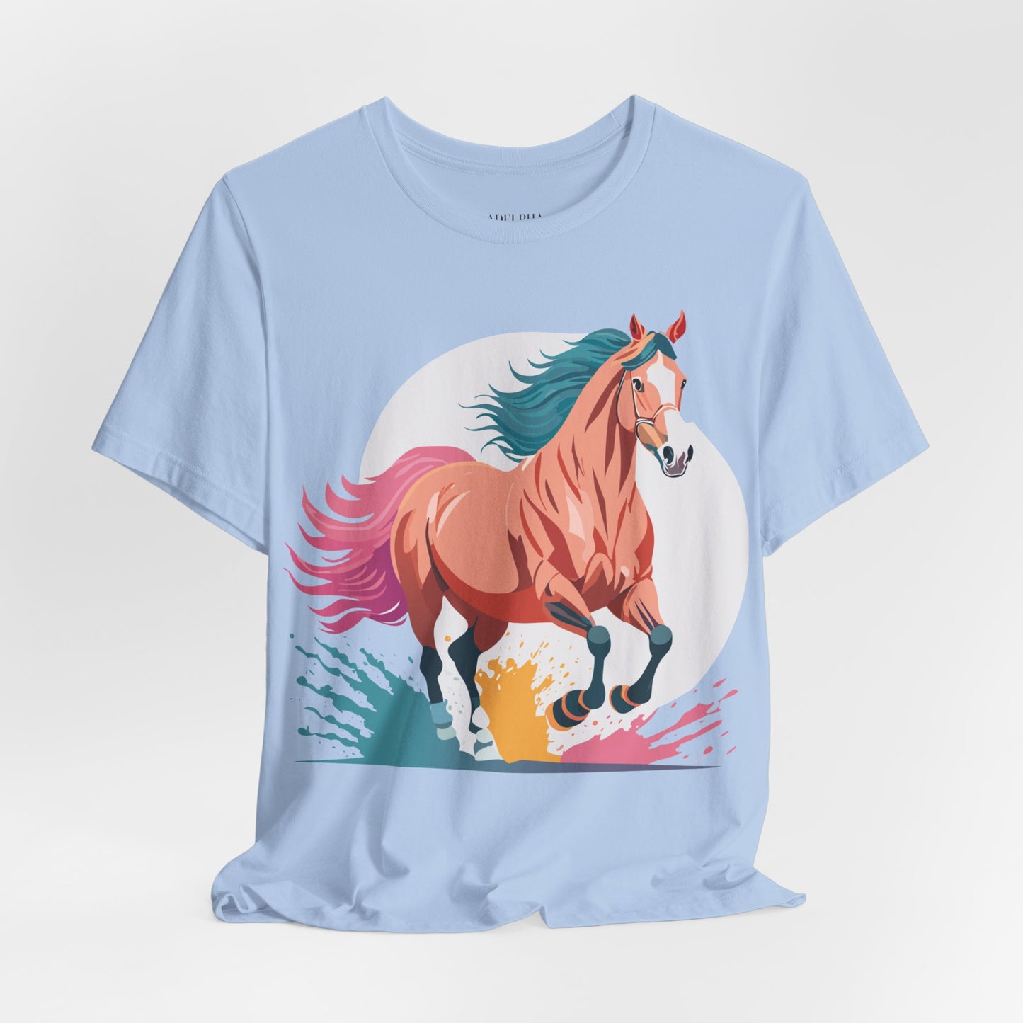 Natural Cotton Tee Shirt with Horse